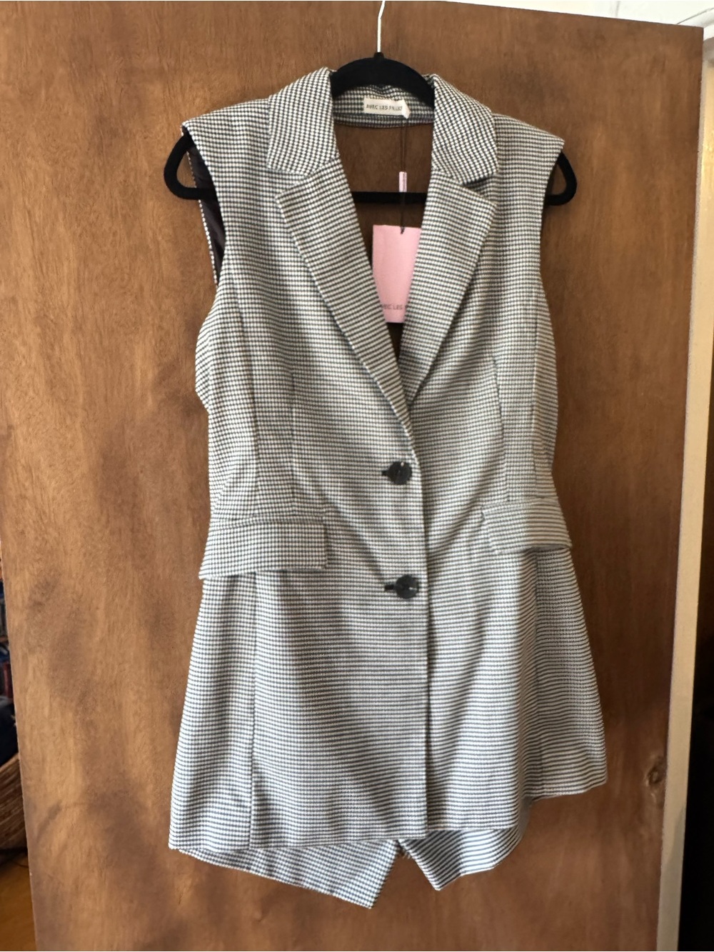 Sleeveless Houndstooth Blazer Dress